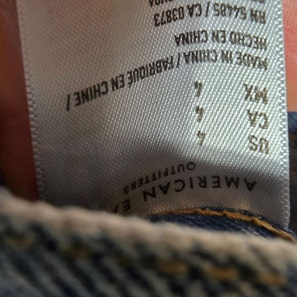 American Eagle Outfitters Blue Distressed Jean Shorts - Picture 7 of 8